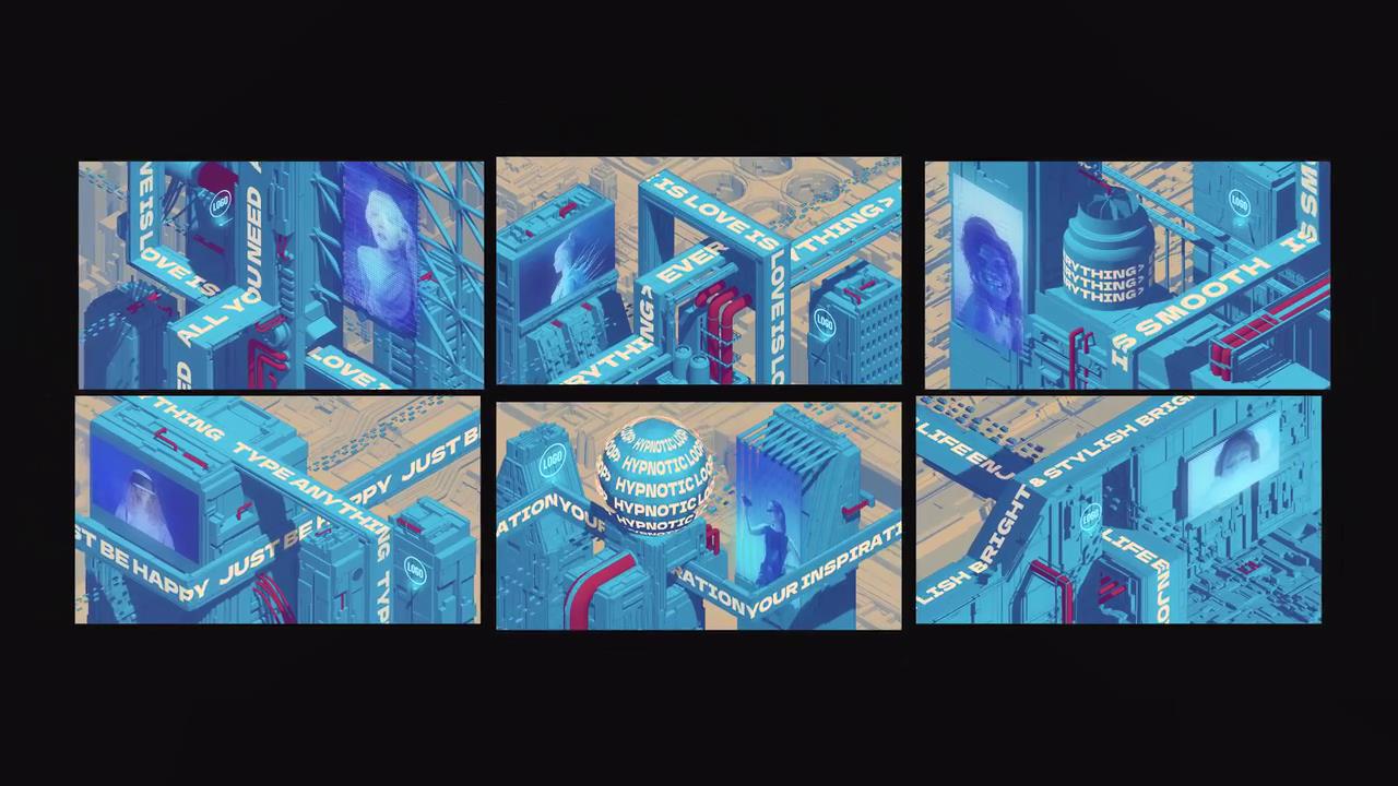 6款现代3D立体城市建筑大屏幕动画滚动AE排版设计模板Typography City Loops 影视音频 sucaiwan.com