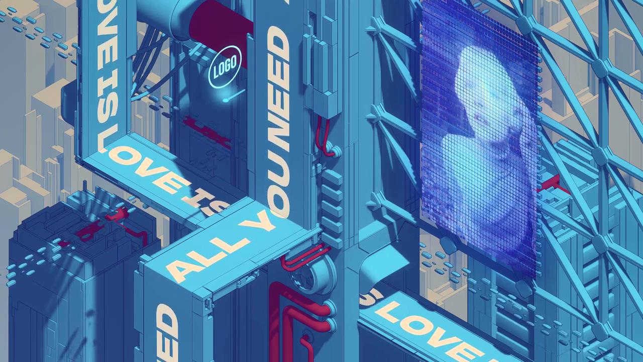 6款现代3D立体城市建筑大屏幕动画滚动AE排版设计模板Typography City Loops 影视音频 sucaiwan.com