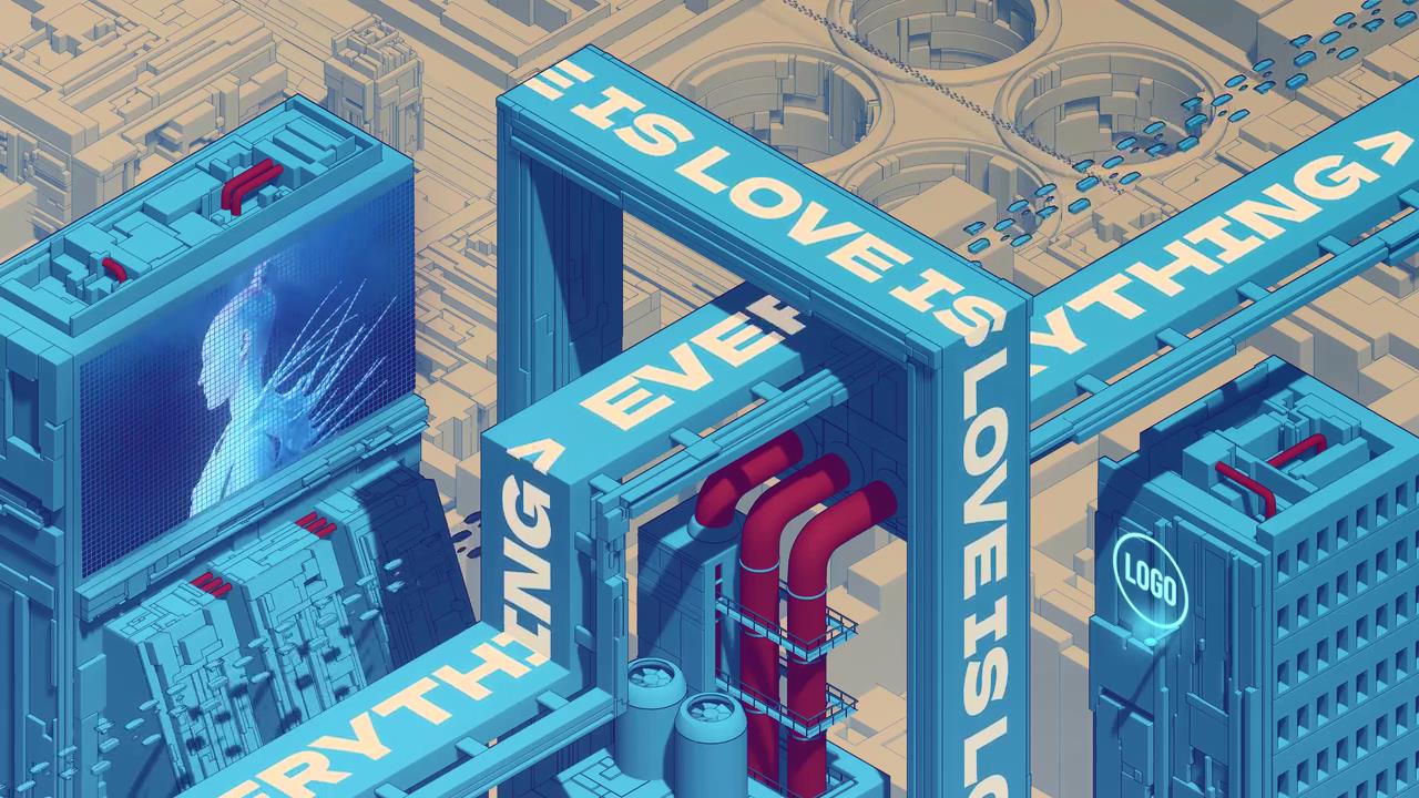 6款现代3D立体城市建筑大屏幕动画滚动AE排版设计模板Typography City Loops 影视音频 sucaiwan.com