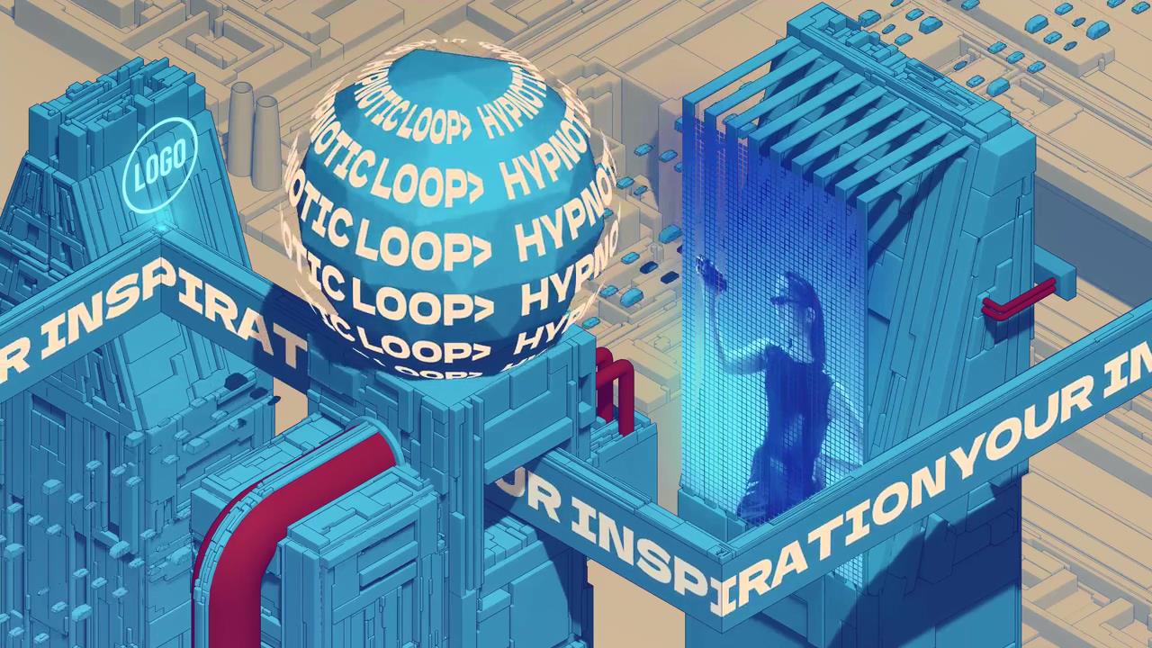 6款现代3D立体城市建筑大屏幕动画滚动AE排版设计模板Typography City Loops 影视音频 sucaiwan.com