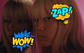 AE/PR模板:复古时髦二维卡通综艺花字气泡贴纸标题动画