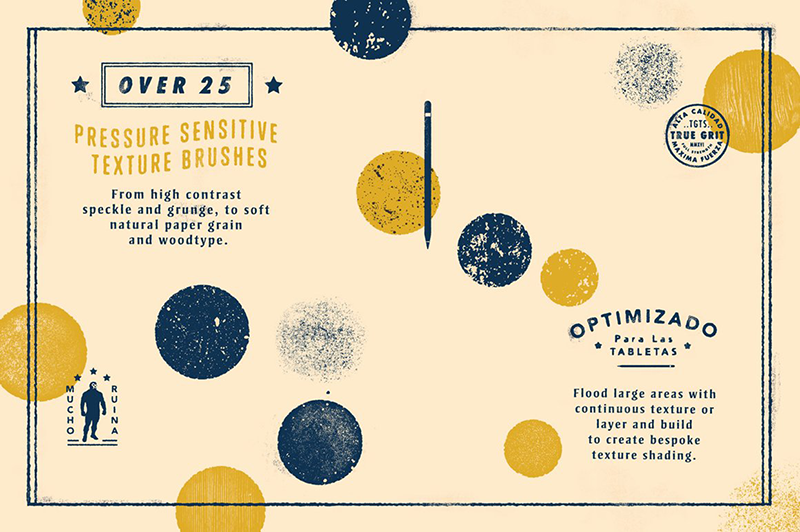 27个粗糙噪点和木刻纹理效果Procreate笔刷 , sucaiwan.com