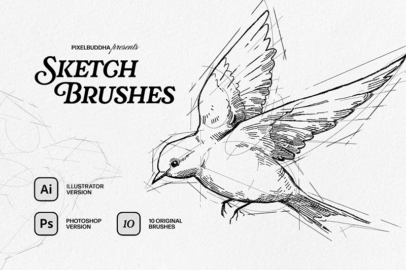 仿素描草图效果PS和Illustrator笔刷 , sucaiwan.com
