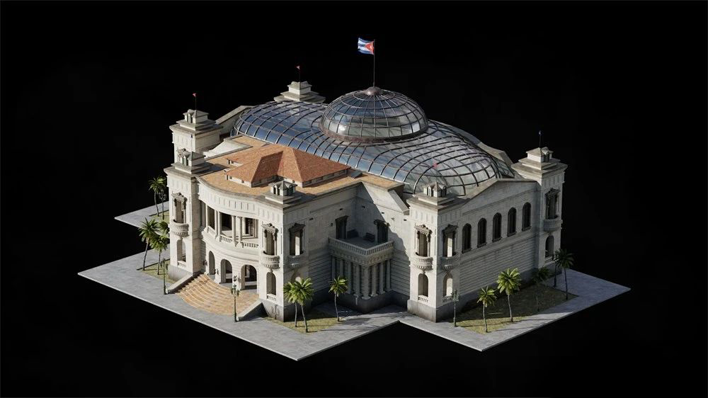 古巴哈瓦那城市楼房建筑3D资产 样机素材 sucaiwan.com