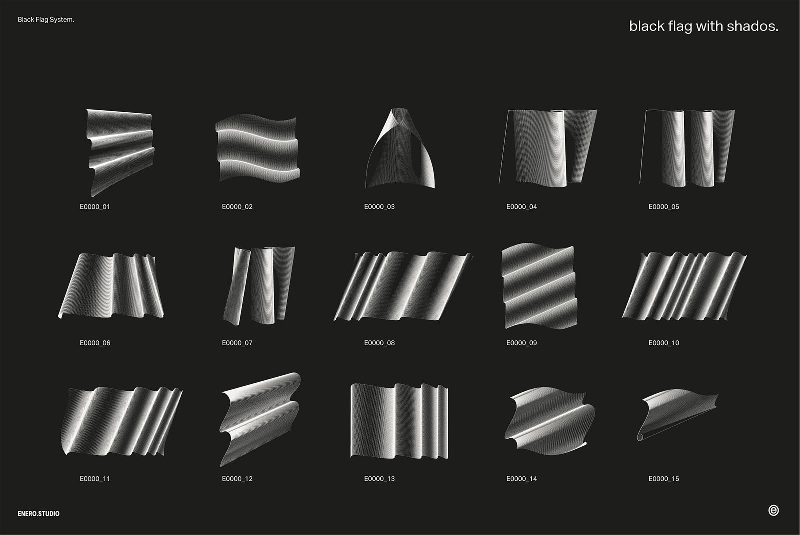 30款3D立体抽象艺术波浪线条网格旗帜AI矢量插画插图图形海报背景设计套装Black Flag Vector Pack 图片素材 sucaiwan.com