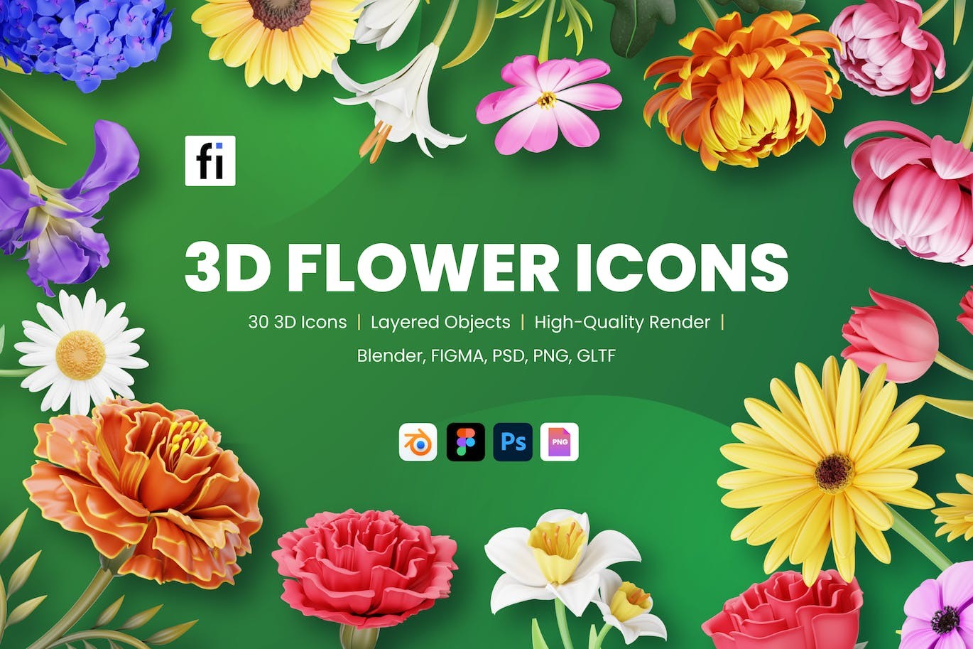 30款高级花卉花朵3D插画插图图标Icons设计BLEND_PNG_FIG_PSD格式素材 图标素材 第1张-素材湾丨精选海外优质设计素材资源 30款高级花卉花朵3D插画插图图标Icons设计BLEND_PNG_FIG_PSD格式素材 图标素材 sucaiwan.com