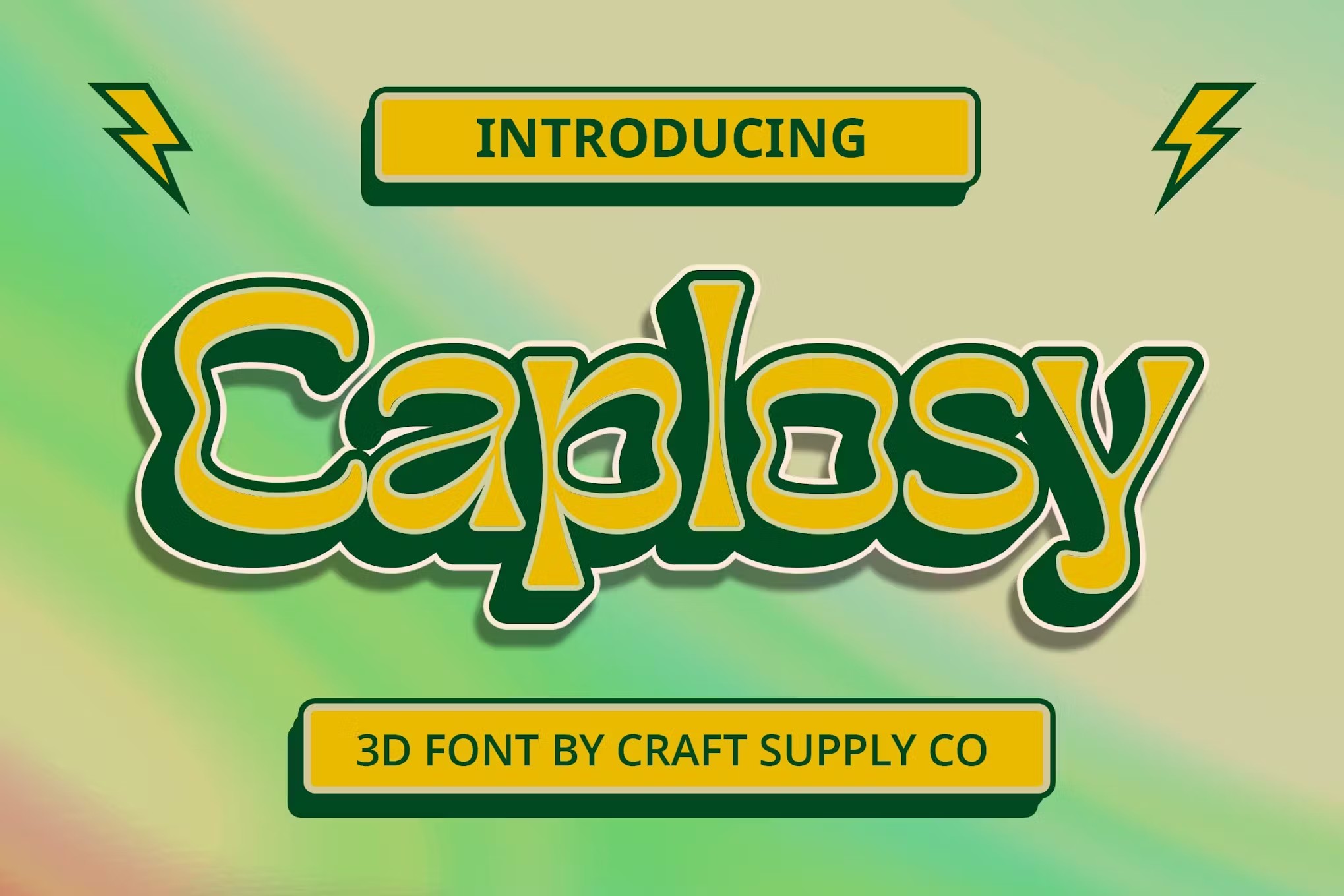 时尚3D效果杂志海报徽标设计装饰英文字体安装包 Caplosy 3D Font , sucaiwan.com