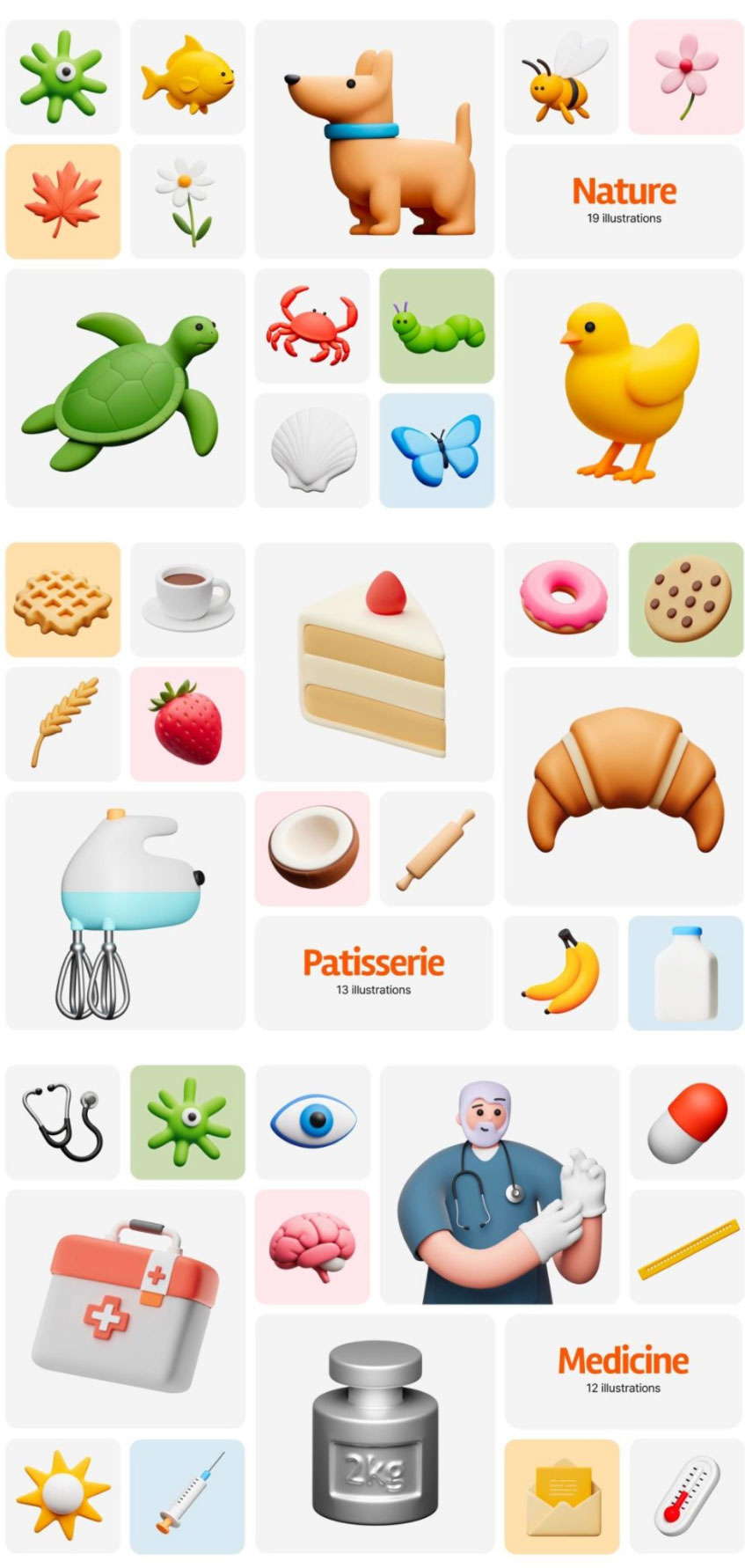 140款现代趣味可爱3D卡通青年人物生活物品PNG免扣图形插画设计套装Guuulp! 2.0, Illustration Constructor , sucaiwan.com