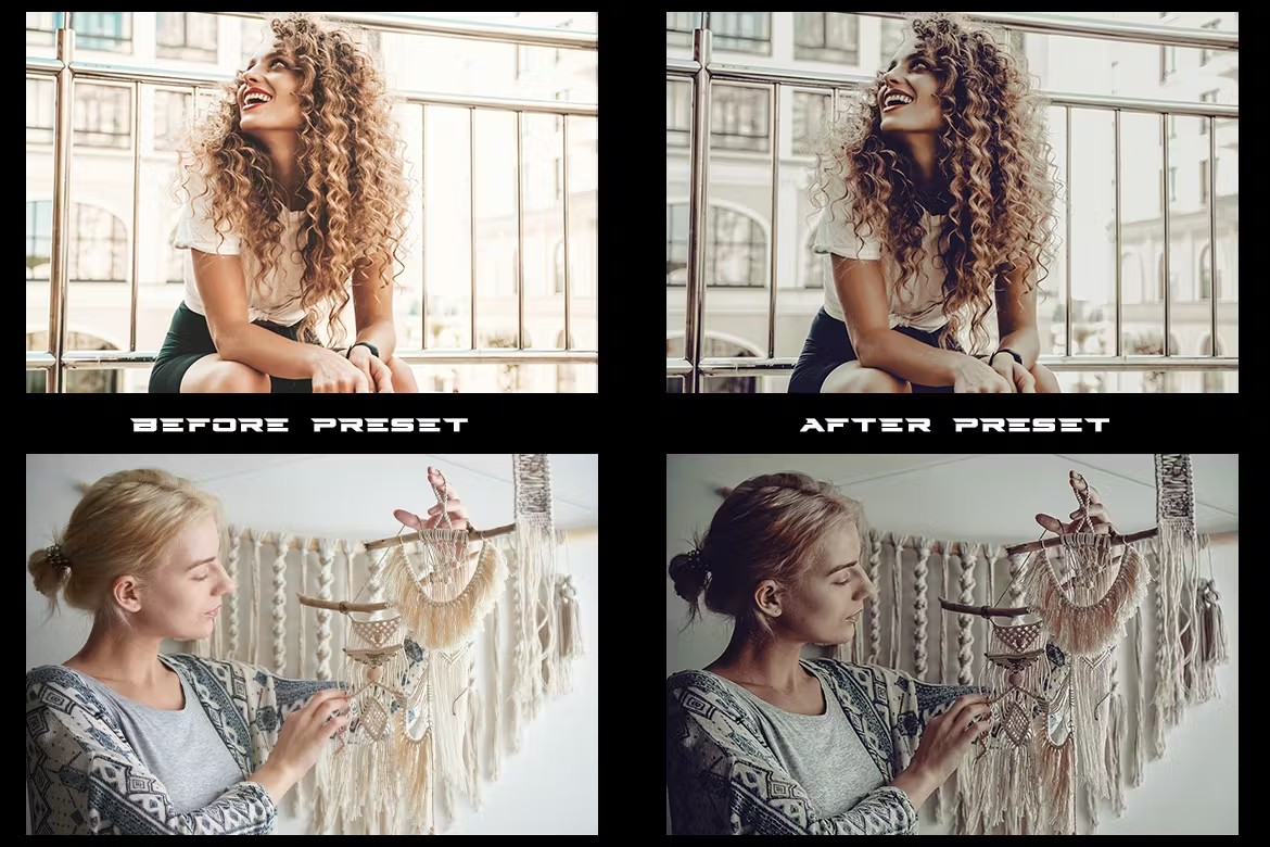 波西米亚复古电影旅拍摄影后期调色Lightroom预设 Boho Style 4 Lightroom Presets für Mobilgeräte und Desktops 插件预设 第2张-素材湾丨精选海外优质设计素材资源 波西米亚复古电影旅拍摄影后期调色Lightroom预设 Boho Style 4 Lightroom Presets für Mobilgeräte und Desktops 插件预设 sucaiwan.com