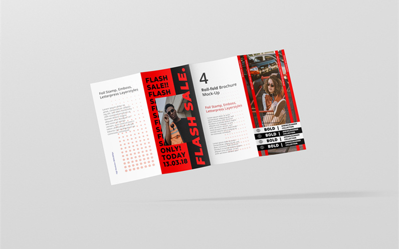 高端画册三折页四折页VI效果展示智能贴图宣传单PSD样机素材模板 样机素材 sucaiwan.com