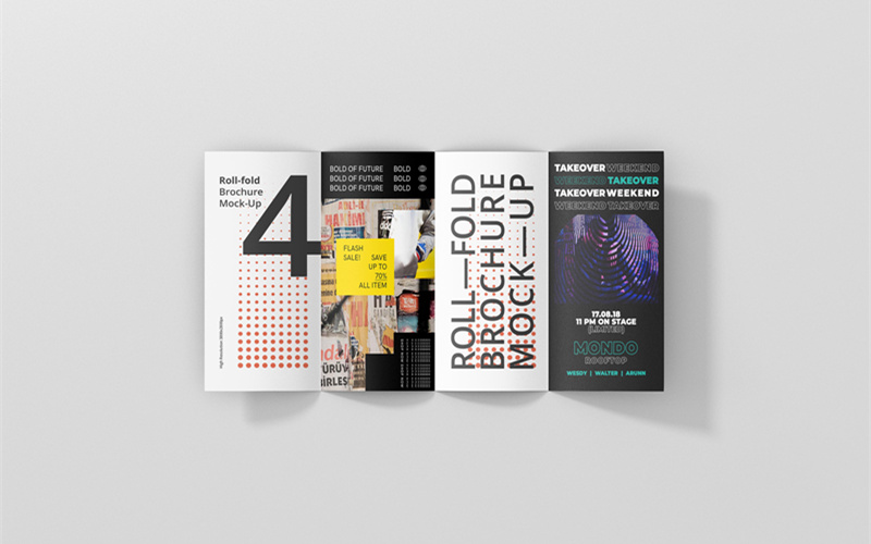 高端画册三折页四折页VI效果展示智能贴图宣传单PSD样机素材模板 样机素材 sucaiwan.com