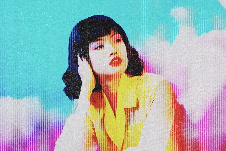 复古半调纸板颗粒做旧纸张叠加旧照片特效PSD样机Vintage Halftone Pattern Photo Effect 插件预设 sucaiwan.com