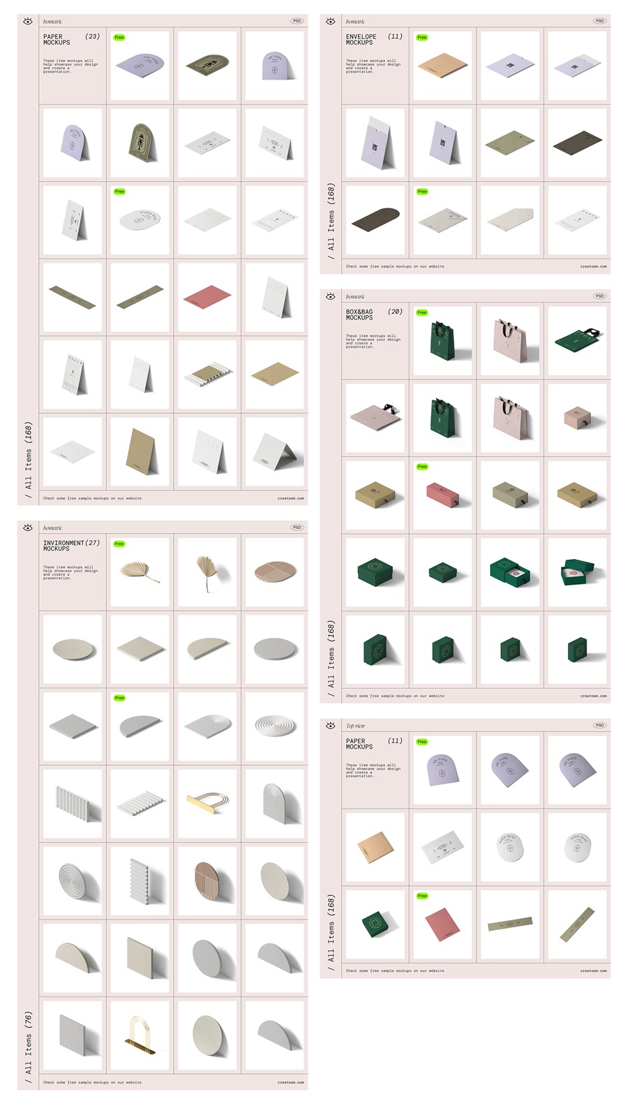 168款现代质感优雅文创品牌VI包装文具天地盒礼品盒纸盒纸袋名片卡片贴纸邀请函信封应用设计展示PSD样机大套装Branding mockup creator (168 PSD) , sucaiwan.com
