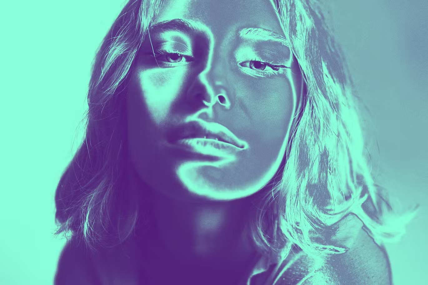 高质量银色人物皮肤图像特效PSD模板 Glow Skin Photo Effect 图片素材 sucaiwan.com