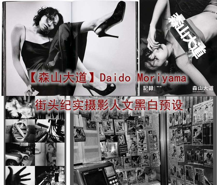 日本日系摄影师【森山大道】Daido Moriyama街头纪实摄影人文黑白LR预设PS调色PR剪映滤镜LUT预设 插件预设 sucaiwan.com