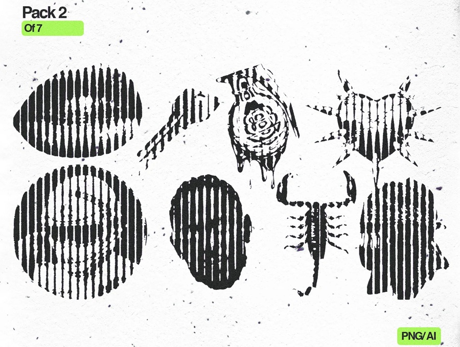 70+复古趣味Y2K半调插画插图印花AI矢量图形设计套装+70 Y2k Shapes Pack 图片素材 sucaiwan.com