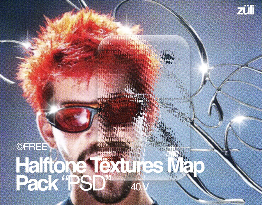 40款半调复古PS玻璃特效肌理纹理叠加法线曲线PSD贴图套装Halftone Textures Map Pack 图片素材 sucaiwan.com