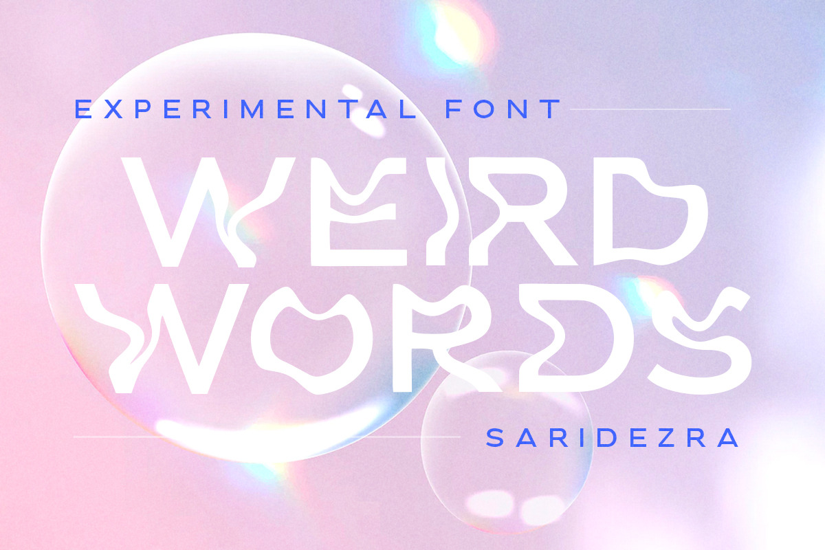 潮流酸性艺术褶皱弯曲实验性设计杂志排版英文字体 Weird Words - Experimental Font 设计素材 sucaiwan.com