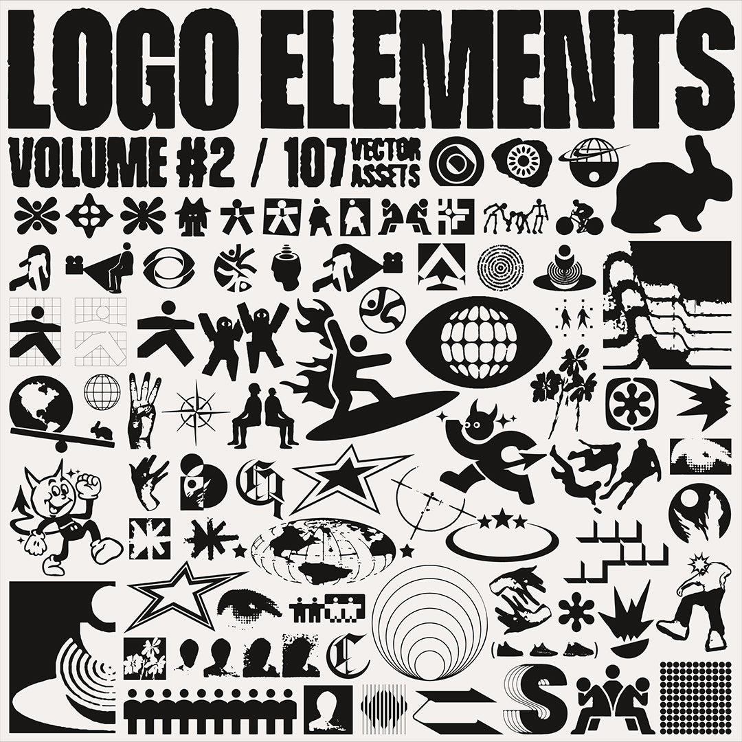 106款现代流行抽象Y2K矢量logo徽标AI图形设计套装Logo Elements Vol. 2 图片素材 sucaiwan.com