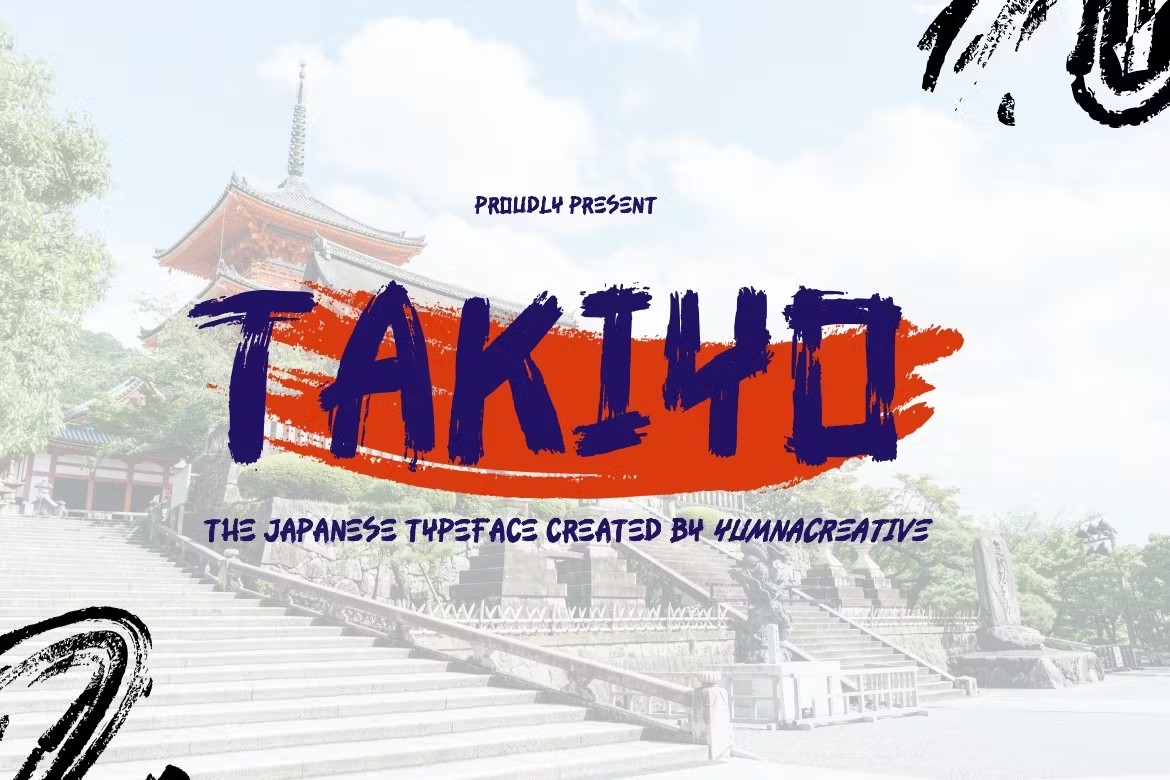 优雅杂志海报徽标设计手写英文字体安装包 Takiyo – Textured Brush 设计素材 sucaiwan.com