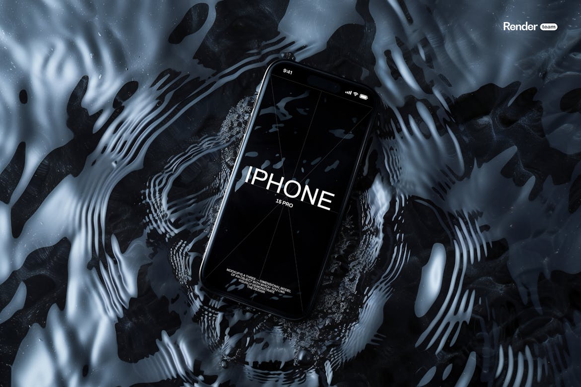 5款极简工业风流水场景IPhone 15 Pro手机UI界面屏幕广告设计展示PSD样机套装iPhone 15 Pro Mockup Set , sucaiwan.com