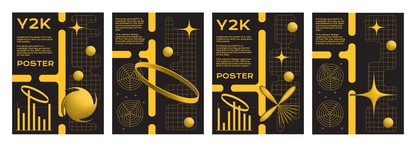 250+复古趣味Y2K千禧风赛博科技未来HUD海报插画排版设计EPS矢量分层源文件独家精选合集Y2k Style Poster Design Template Set 设计素材 sucaiwan.com