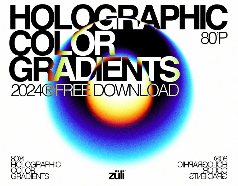 80+全息镀铬金属彩色渐变PS渐变预设GRD文件套装Holographic Color Gradients Pack 插件预设 sucaiwan.com