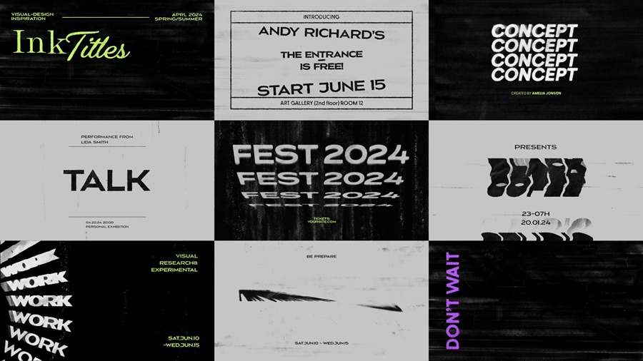 9款复古水墨晕染印刷涂抹视频动态标题特效AE模板Ink Titles 影视音频 sucaiwan.com