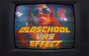 复古VHS故障监视器老式显示器TV电视文本图片后期处理PSD特效样机VHS Machine – Retro Monitor Effect