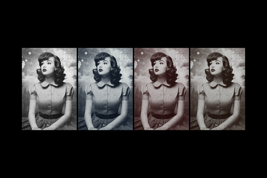 复古做旧艺术黑白噪点划痕纹理老式照片PSD特效模板 Retro Photography Photo Effect 图片素材 sucaiwan.com