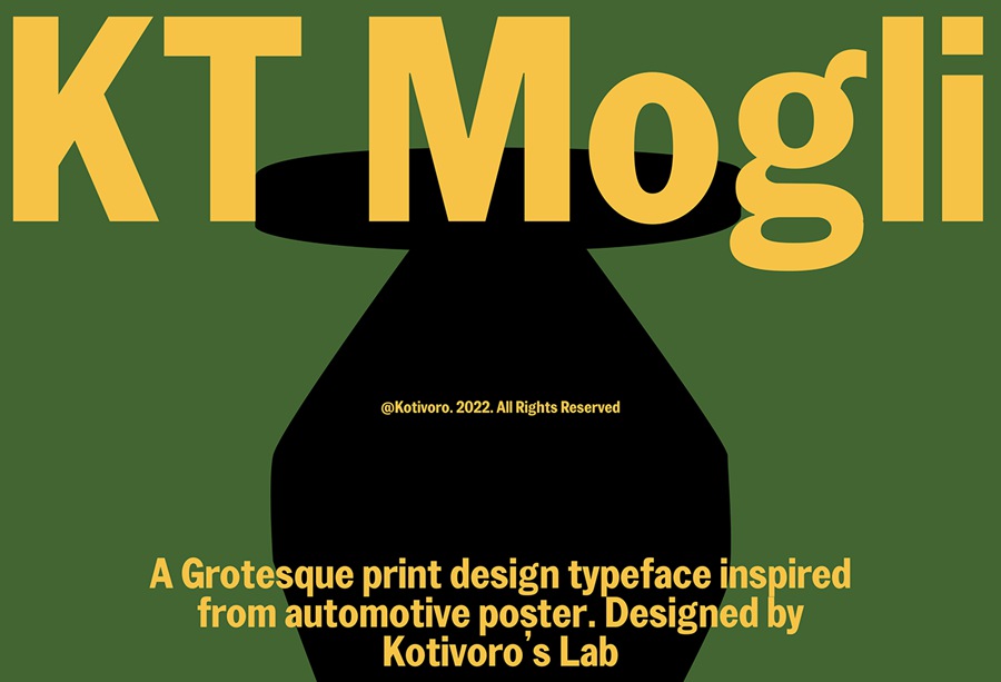 复古怪诞汽车灵感品牌设计海报排版英文字体 KT Mogli - Dynamic Sans Serif 设计素材 sucaiwan.com