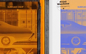 2款丝网印刷复古半调文本图片后期处理特效PSD样机套装 Silkscreen Print – Photoshop Effect