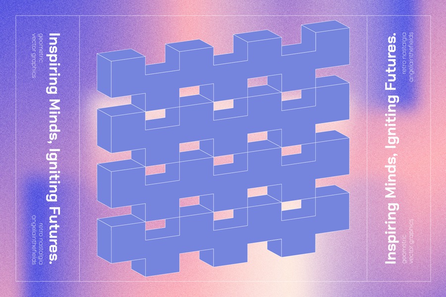 100款现代复古艺术抽象美学几何网格线条AI矢量图形插画插图PNG免扣元素设计套装GECORPORATE Retro Vector Elements 图片素材 sucaiwan.com