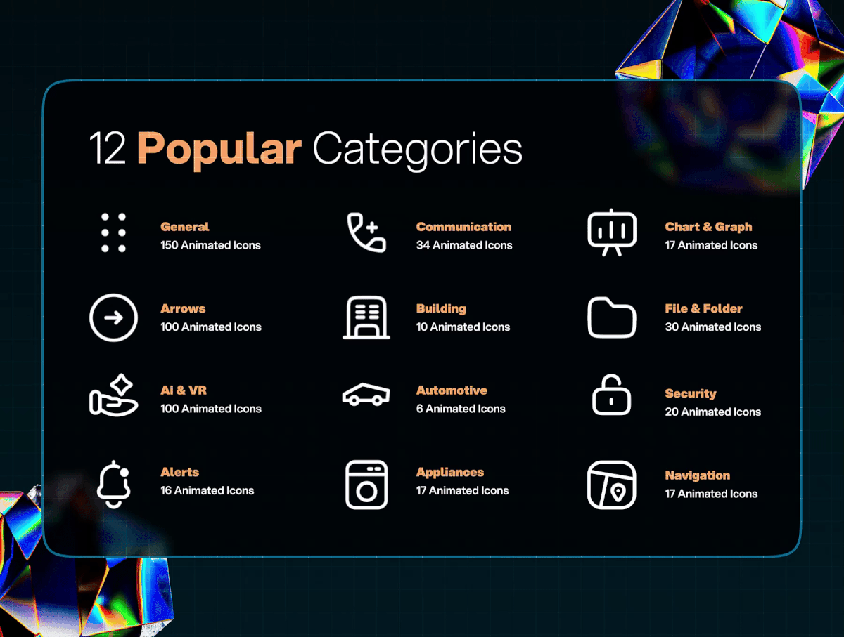 540+现代动态/静态UI网站多类别多功能图标icon矢量图形logo徽标设计套装+540 Animated and static Icons – Iconity 图标素材 sucaiwan.com