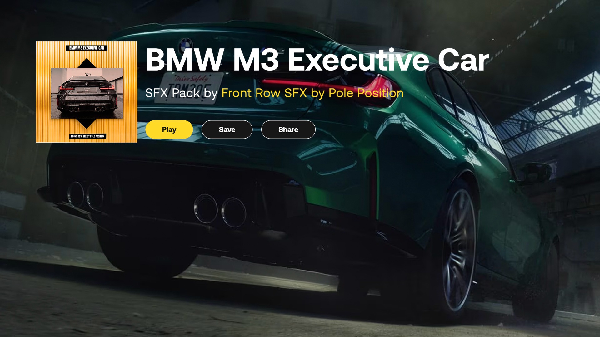 Artlist - BMW宝马M3跑车汽车发动机轰鸣声浪点火启动和怠速发动机进气低转速高转速机械感汽车音效BMW M3 Executive Car 影视音频 sucaiwan.com