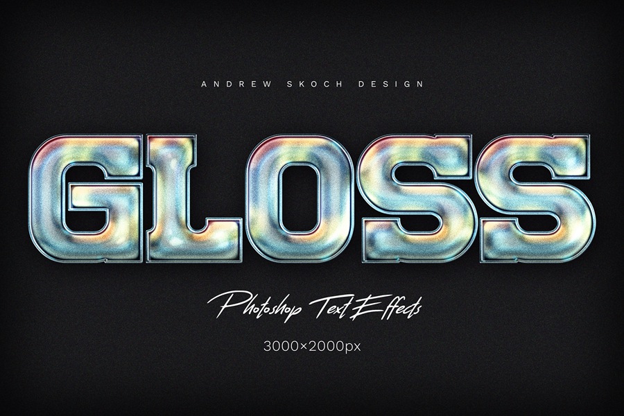6款全息渐变闪光金属镀铬3D立体标题LOGO设计PS特效样机模板 Holographic Text Effects 样机素材 sucaiwan.com