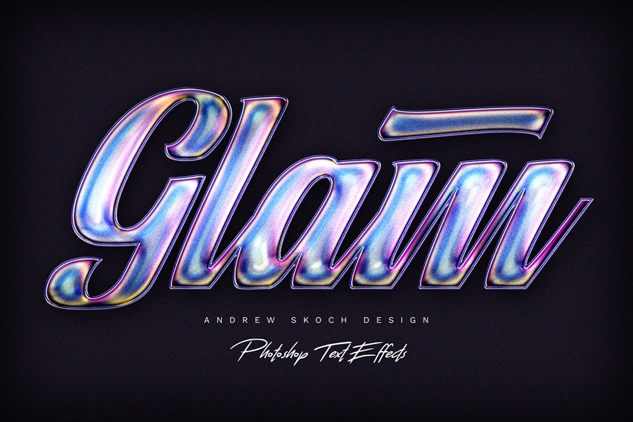 6款全息渐变闪光金属镀铬3D立体标题LOGO设计PS特效样机模板 Holographic Text Effects 样机素材 sucaiwan.com