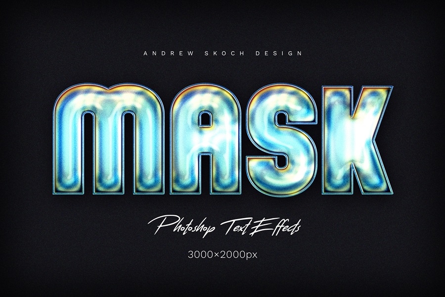 6款全息渐变闪光金属镀铬3D立体标题LOGO设计PS特效样机模板 Holographic Text Effects 样机素材 sucaiwan.com