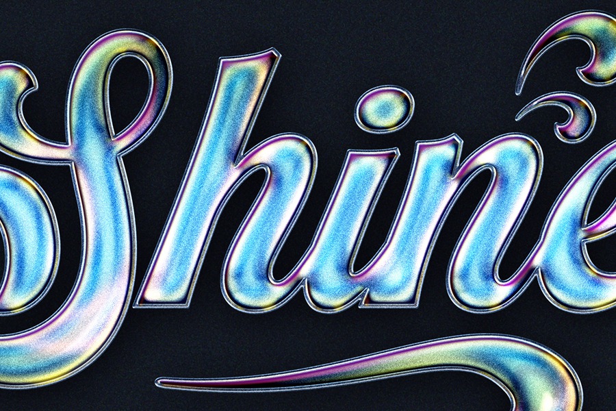6款全息渐变闪光金属镀铬3D立体标题LOGO设计PS特效样机模板 Holographic Text Effects 样机素材 sucaiwan.com