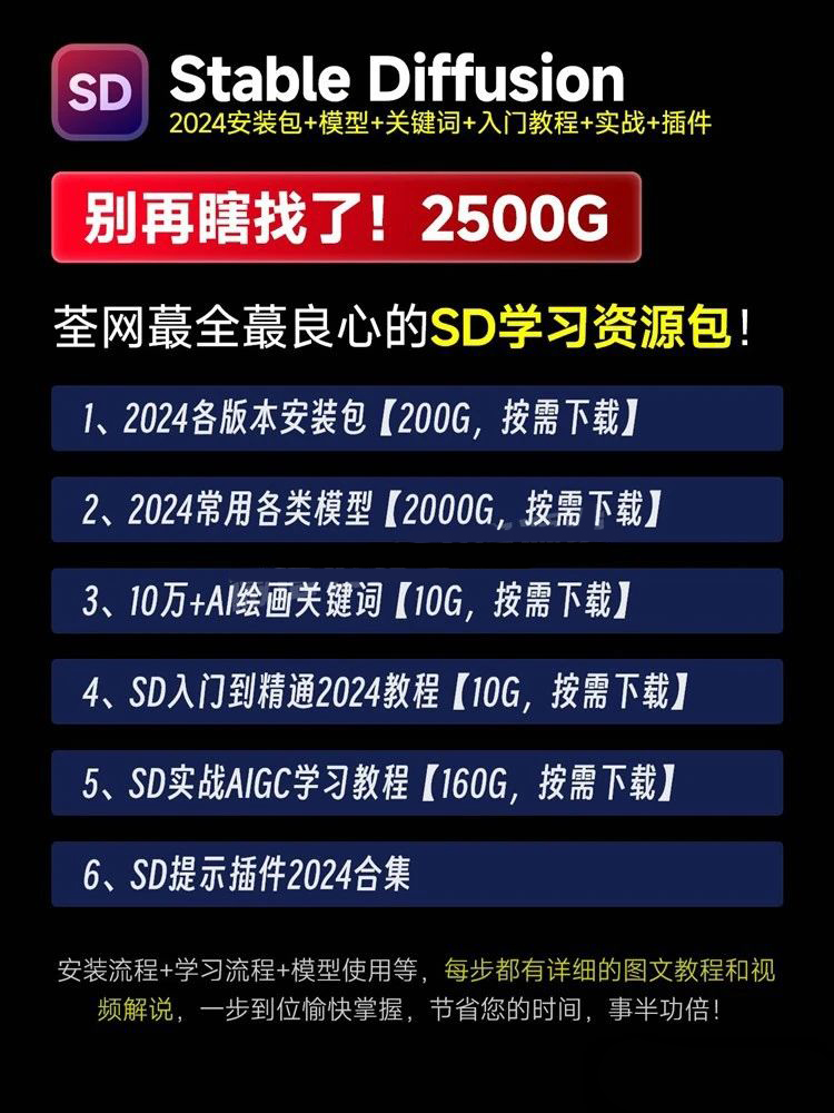 Stablediffusion安装包下载插件模型SD入门AI绘画软件学习教程 , 第3张-素材湾丨精选海外优质设计素材资源 Stablediffusion安装包下载插件模型SD入门AI绘画软件学习教程 , sucaiwan.com