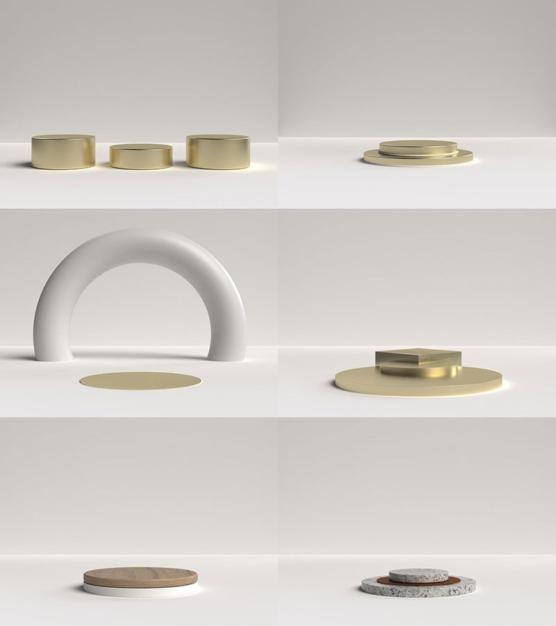 100+极简3D立体展台电商通用背景PSD , sucaiwan.com