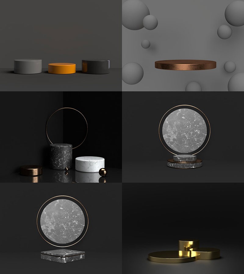 100+极简3D立体展台电商通用背景PSD , sucaiwan.com