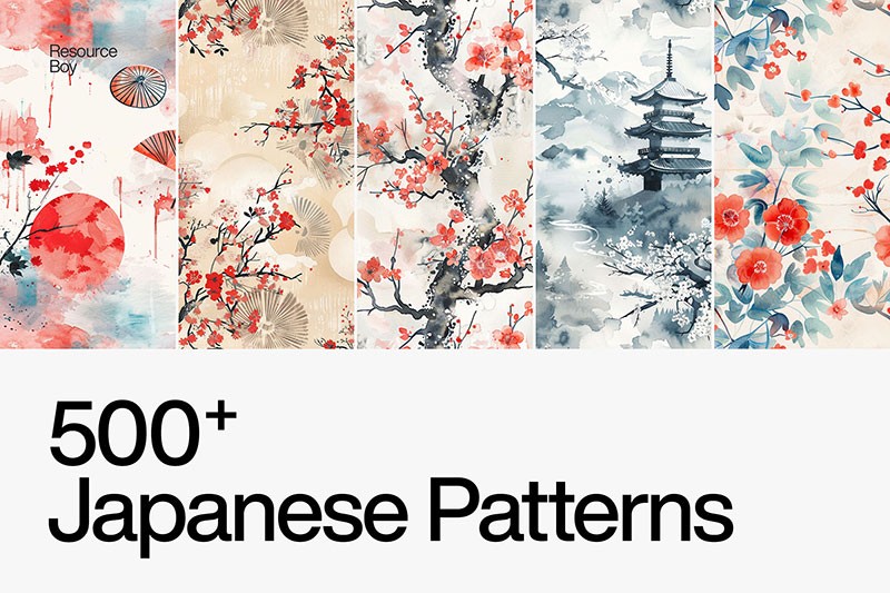 500+免版权日式和风背景图案JPG , sucaiwan.com