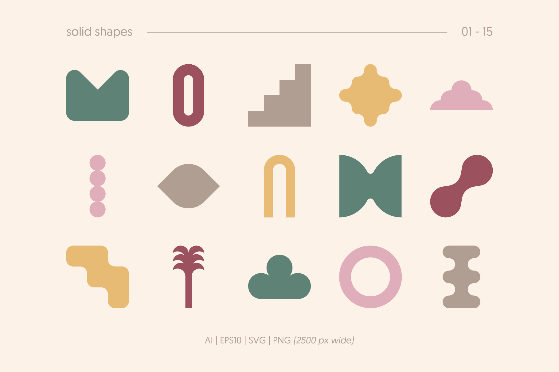 60款现代抽象几何优雅纹理AI矢量图形印花插画插图形状设计套装Textured Shapes 图片素材 sucaiwan.com