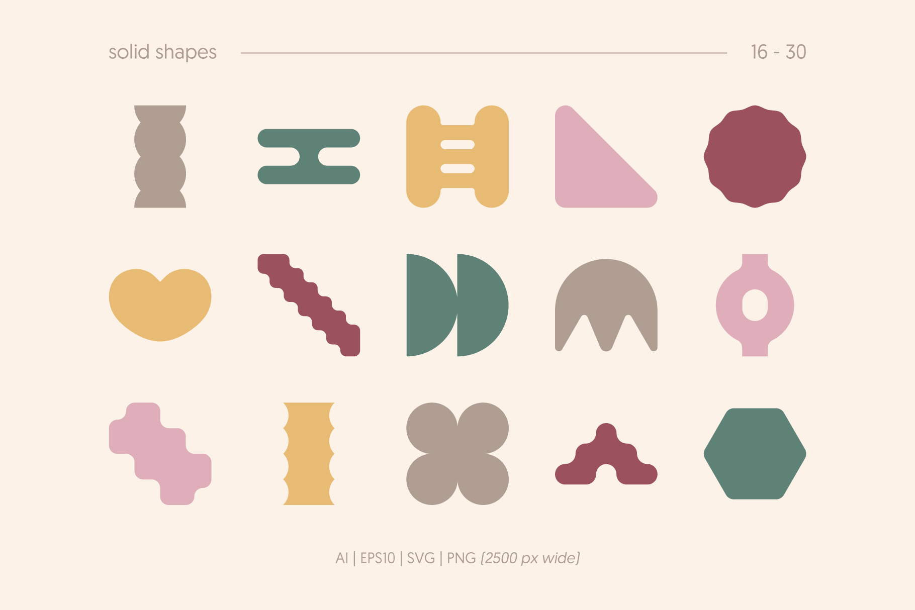 60款现代抽象几何优雅纹理AI矢量图形印花插画插图形状设计套装Textured Shapes 图片素材 sucaiwan.com