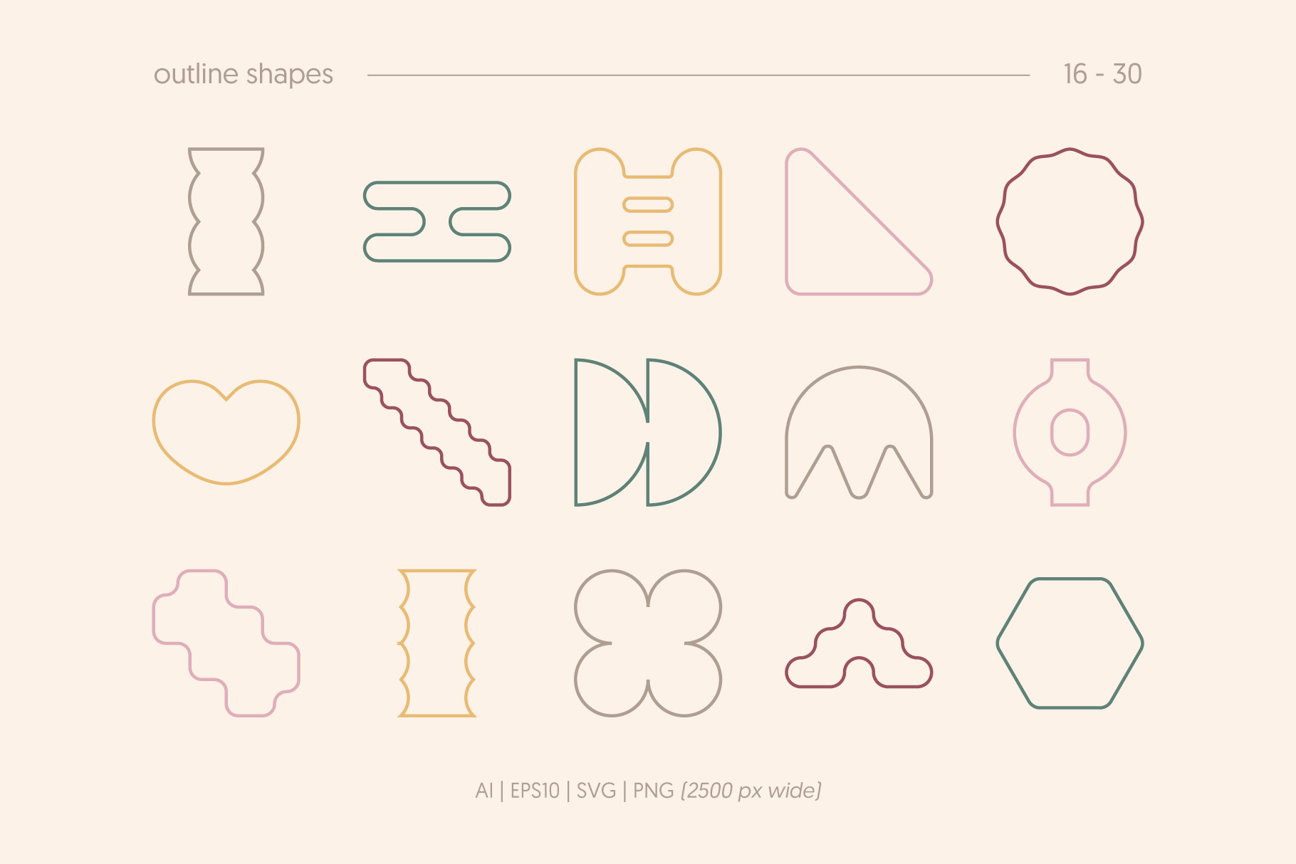 60款现代抽象几何优雅纹理AI矢量图形印花插画插图形状设计套装Textured Shapes 图片素材 sucaiwan.com