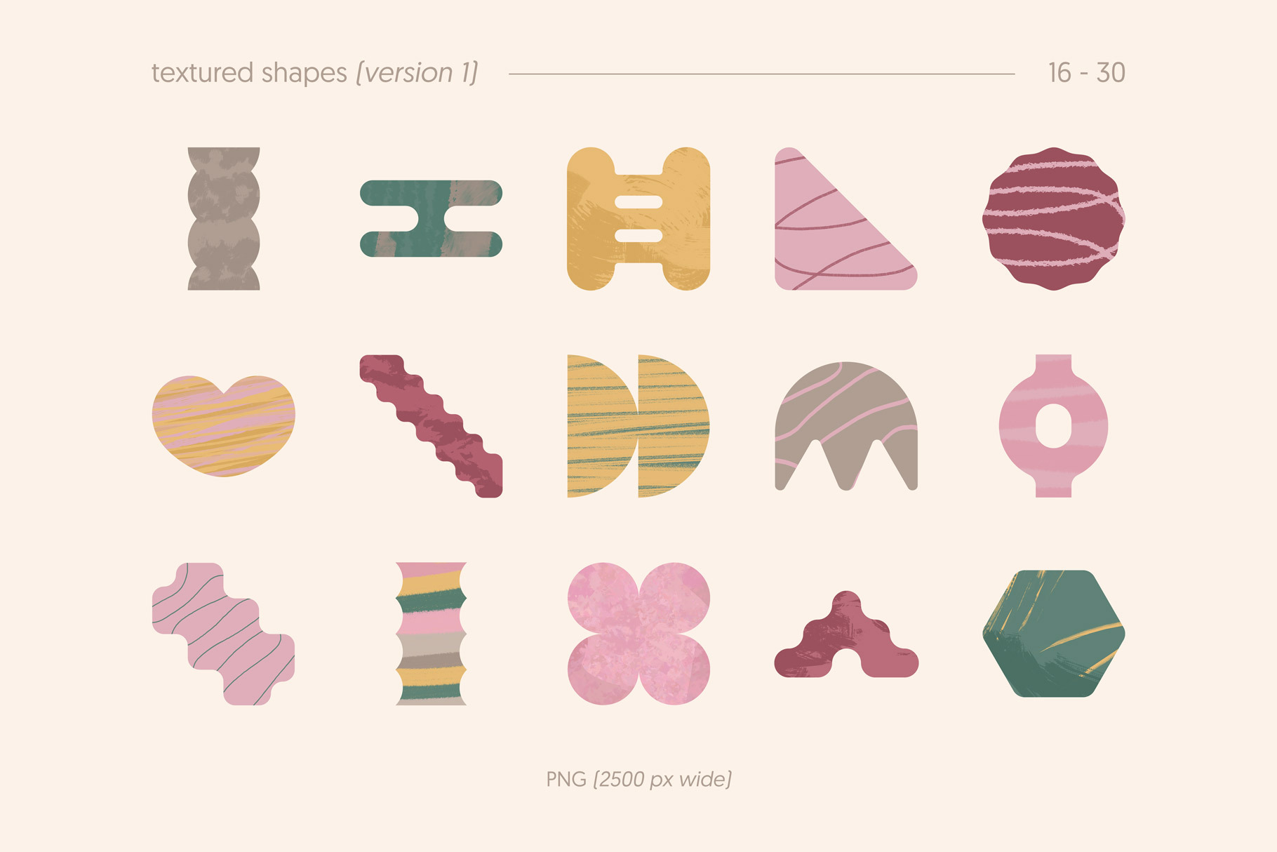 60款现代抽象几何优雅纹理AI矢量图形印花插画插图形状设计套装Textured Shapes 图片素材 sucaiwan.com