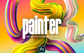 活力多彩华丽液体涂料流体3D抽象艺术绘画Affinity混合笔刷设计素材包