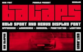现代几何风品牌T恤印刷徽标设计粗体无衬线英文字体安装包 Balaps Font Bold Sport And Heavy Display