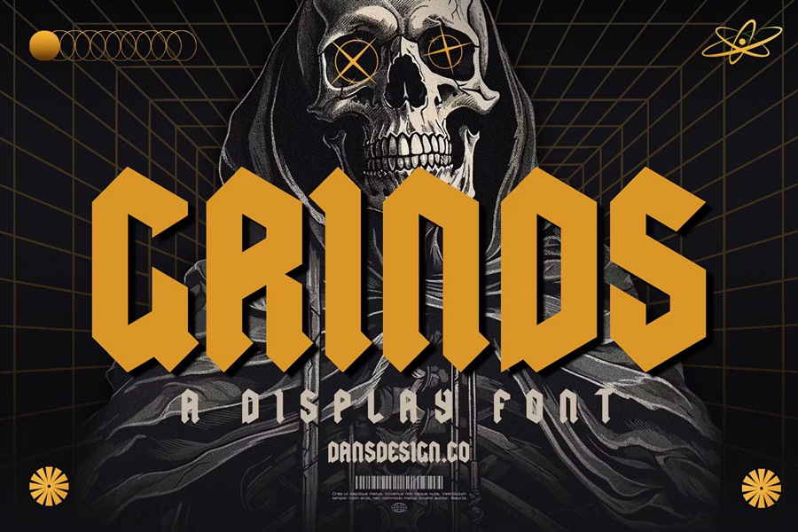复古哥特式金属恐怖品牌海报徽标设计装饰英文字体安装包 GRIND Modern Blackletter Metal Display 设计素材 第1张-素材湾丨精选海外优质设计素材资源 复古哥特式金属恐怖品牌海报徽标设计装饰英文字体安装包 GRIND Modern Blackletter Metal Display 设计素材 sucaiwan.com